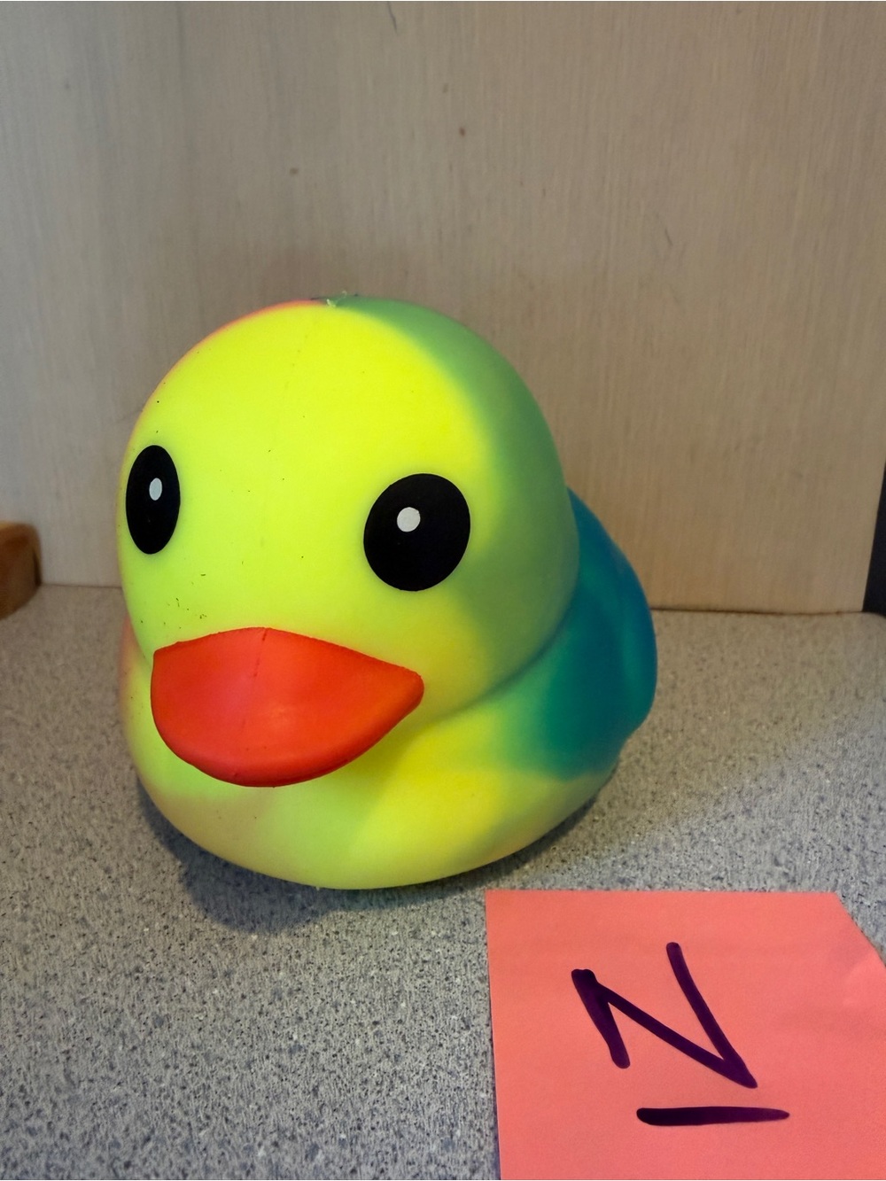 New Jumbo 5" XL Squishy Duck Rainbow Tie Dye Toy Toymendous 3+ Yellow Squeeezy N